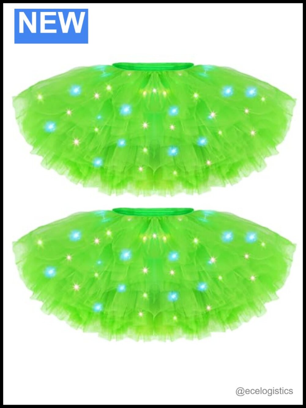LED Light Up Tutu Skirt 5 Layer Tulle Glitter Dance Sparkly 2 Pack